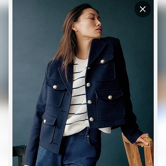 Zara-Cropped Gold Button Jacket-Size S - Picture 5 of 17